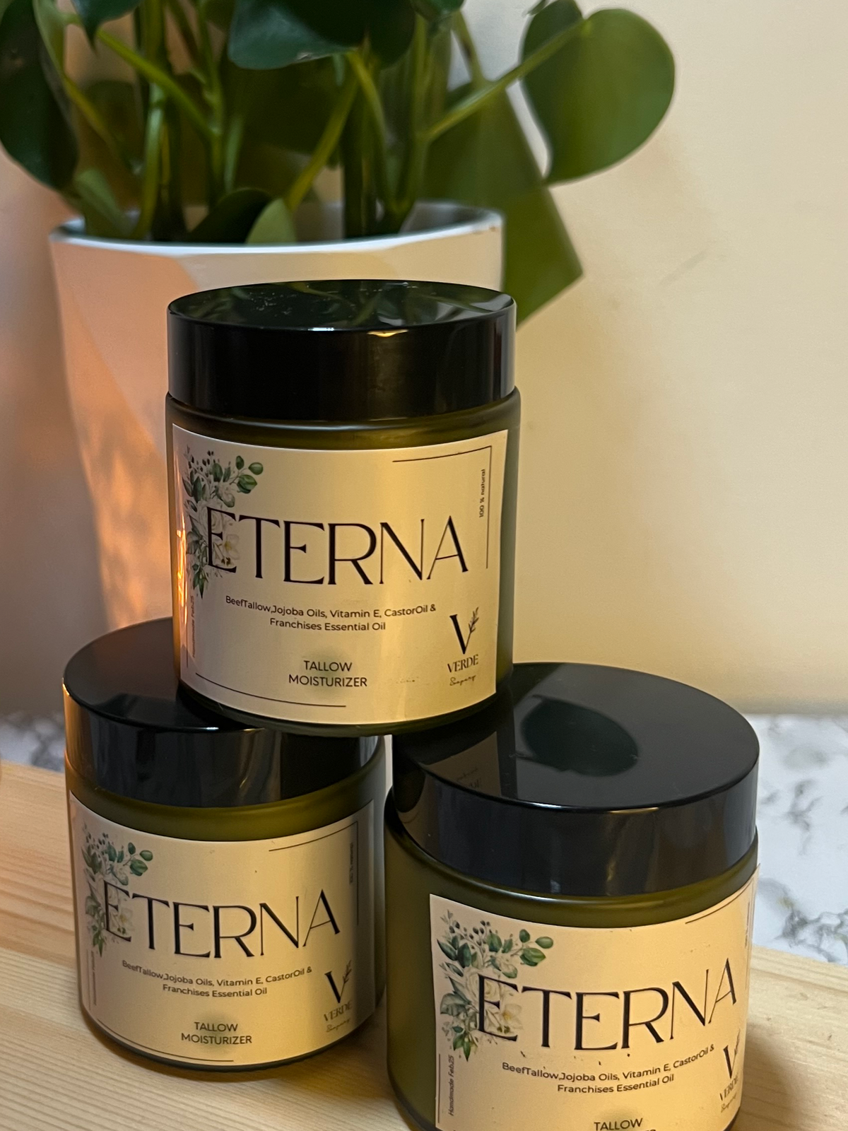 Eterna grass-fed beef tallow moisturizer for dry skin by Verde Soapery