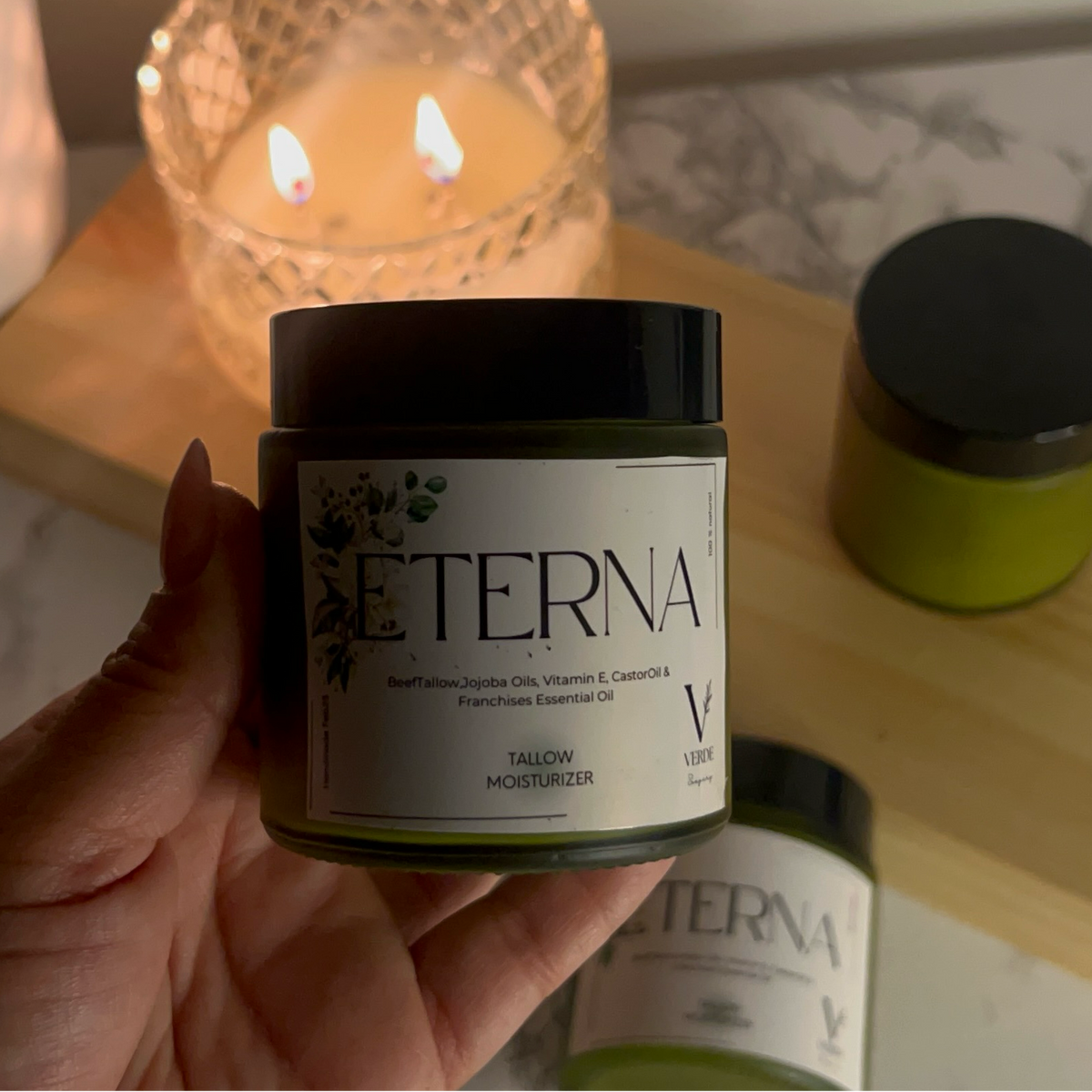 Verde Soapery Eterna beef tallow skin cream, handmade in Los Angeles